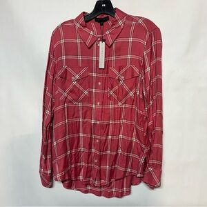 Sanctuary Red Plaid Casual Button Down Shirt